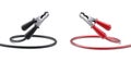 Red and black jumper cable for car battery. Power supply wire