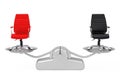 Red and Black Leather Boss Office Chairs Balancing on a Simple W