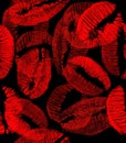 Red and black lips imprints seamless background Royalty Free Stock Photo