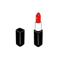 Red and black lipstick. Hand drawn illustration isolated on white background.