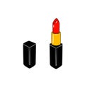 Red and black lipstick. Hand drawn illustration isolated on white background.