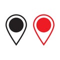 Red and black maps pin. Location map icon, location marker icon, location pin. Pin icon vector.