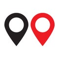 Red and black maps pin. Location map icon. Location pin. Pin icon vector. Royalty Free Stock Photo