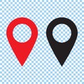 Red and black maps pin. Location map icon. Location pin. Pin icon vector. Royalty Free Stock Photo