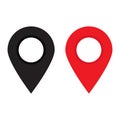 Red and black maps pin. Location map icon. Location pin. Pin icon vector. Royalty Free Stock Photo