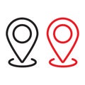 Red and black maps pin. Location map icon. Location pin. Pin icon vector.