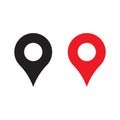 Red and black maps pin. Location map icon. Location pin. Pin icon vector. Royalty Free Stock Photo