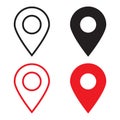 Red and black maps pin. Location map icon. Location pin. Pin icon vector.