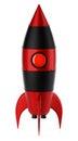 Red Black Metal Rocket Isolated on White Background. Royalty Free Stock Photo