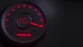 Red and black pressure meter or indicator, 3D rendering