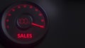 Red and black sales meter or indicator, 3D rendering