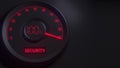 Red and black security meter or indicator, 3D rendering