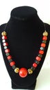 Red Black Necklace sprinkled with gold