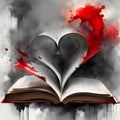 Red and black open book with pages in the shape of a heart Royalty Free Stock Photo