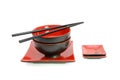 Red and black oriental table set isolated Royalty Free Stock Photo