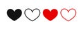 Red, black and outline hearts icons set Royalty Free Stock Photo