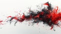 A red and black paint splattered on a white surface, AI