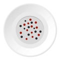 Red and black peppercorns icon circle