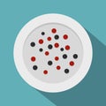 Red and black peppercorns icon, flat style