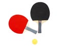 Ping pong paddles and ball. Board tennis. Royalty Free Stock Photo