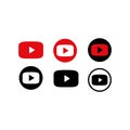 Red and black play button icon. play video logo Royalty Free Stock Photo