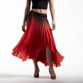 Red And Black Pleated Skirt: Flowing Silhouettes And Professional Studio Photography