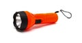 Red and black pocket electric flashlight on white