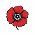 Red And Black Poppy Flower Logo With Digitally Enhanced Simplified Forms