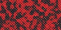 Red black reptilian scale pattern. Snakeskin surface. Dangerous wildlife backdrop. Snake leather seamless textures. Reptile skin