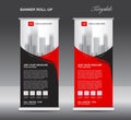 Red and black Roll up banner template vector, flyer