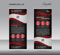 Red and black Roll up banner template vector, stand, flyer design, banner design, polygon background