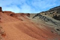 Red and black sand on Lava beach on Lanzarote, Spain Royalty Free Stock Photo