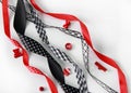 Red, black satin ribbon and buttons Royalty Free Stock Photo