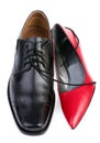 Red and black shoes