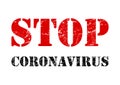 Red and black sign Stop Coronavirus isolated on white background. Dangerous respiratory corona virus Royalty Free Stock Photo