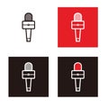 Red, black and silhouette square broadcasting microphone for news anchor, news live, television or infotainment news, etc