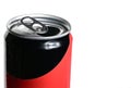 red black silver aluminum can white background Royalty Free Stock Photo