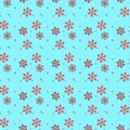 Red and black Snowflake seamless pattern. Snow on blue background. Abstract wallpaper, wrapping decoration. Symbol winter,Merry Ch Royalty Free Stock Photo