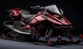 Red and Black Snowmobile on Black Background Royalty Free Stock Photo