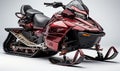 Red and Black Snowmobile on White Background Royalty Free Stock Photo