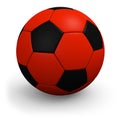 Red-black soccerball. Closeup.