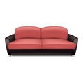 Red black sofa icon, realistic style Royalty Free Stock Photo