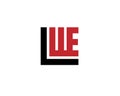 Square monogram anagram lettermark logo of letter l w e