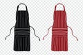 Red and black striped kitchen apron collection isolated on transparent background. Chef apron Royalty Free Stock Photo