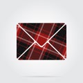 Red, black tartan isolated icon - mailing envelope