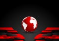 Red black tech contrast background with earth globe Royalty Free Stock Photo
