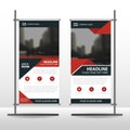 Red black triangle Business Roll Up Banner flat design template ,Abstract Geometric banner template Vector illustration set Royalty Free Stock Photo