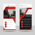 Red black triangle roll up business brochure flyer banner design , cover presentation abstract geometric background, Royalty Free Stock Photo