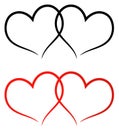 Red and black two hearts clip art