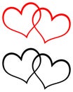 Red and black two hearts clip art Royalty Free Stock Photo